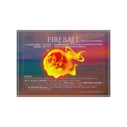 Acrylic Spell Block - FIREBALL - Seaside Sunset