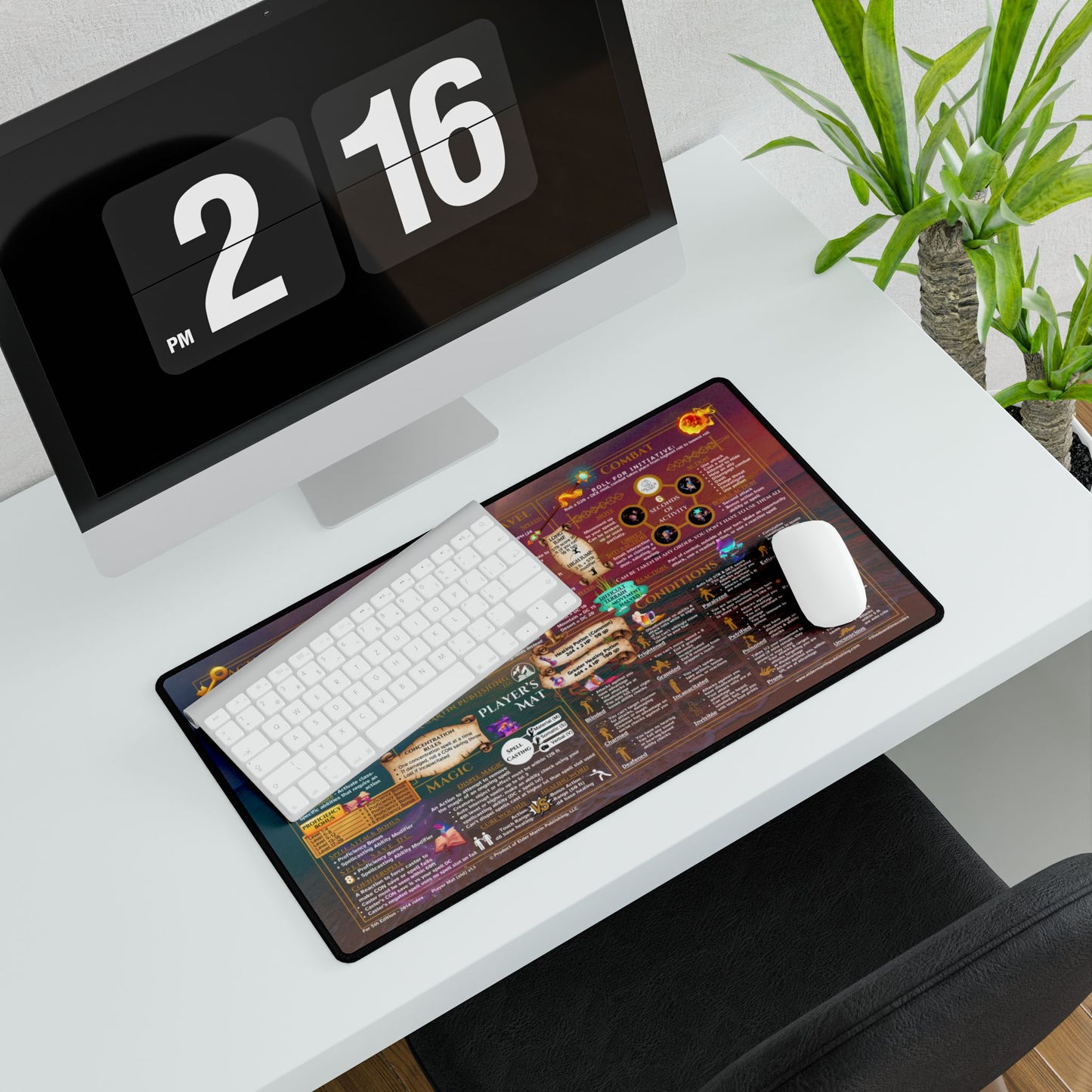 Player Rules Deskmat for 5th Edition 2014 Mechanics, standard size, Seaside Sunset