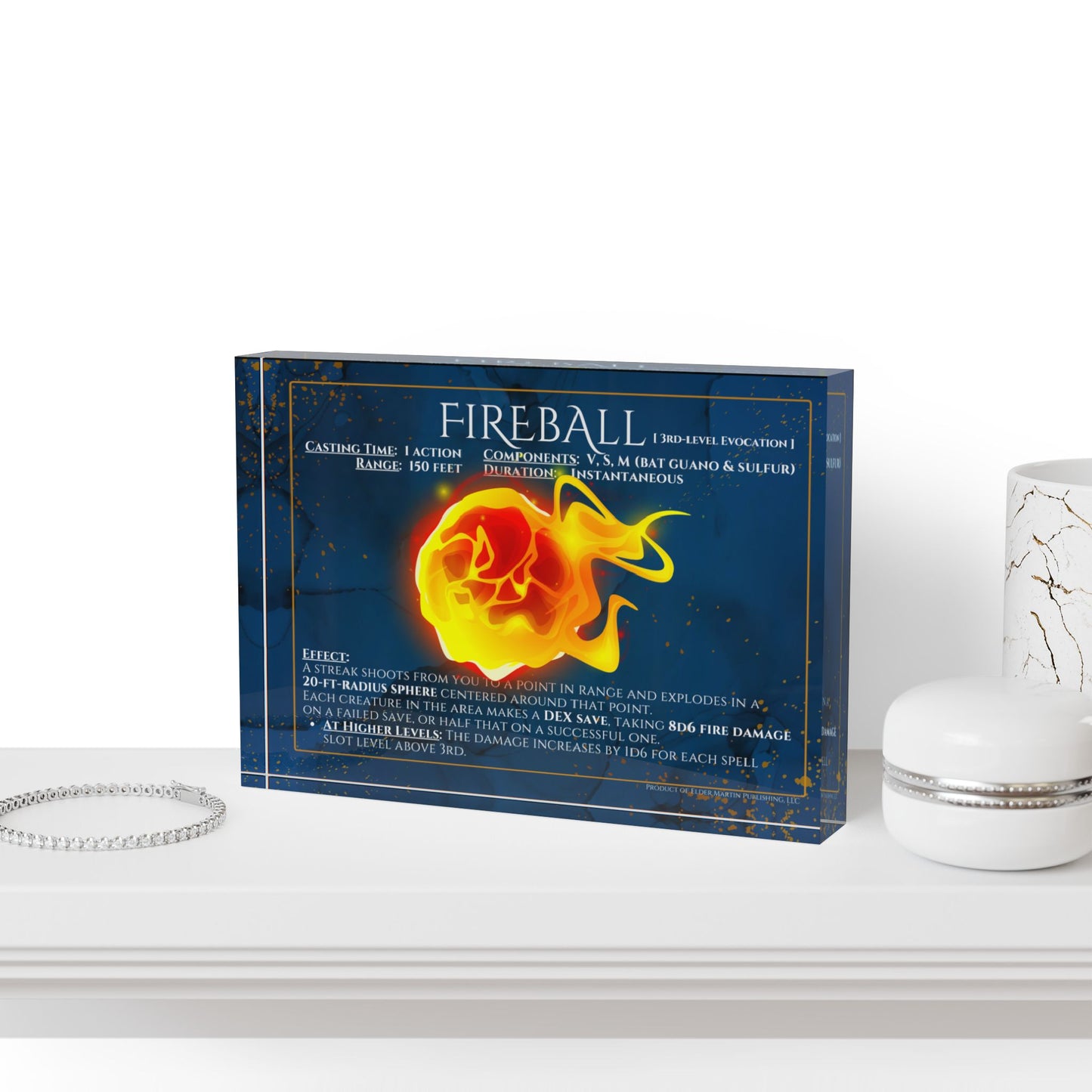 Acrylic Spell Block - FIREBALL - Martial Marble