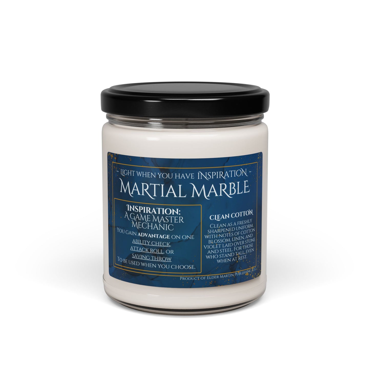 Inspiration Soy Candle | 9oz Martial Marble - Clean Cotton Scent