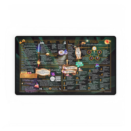 Player Rules Deskmat for 5th Edition 2014 Mechanics, standard size, Lush Leaves