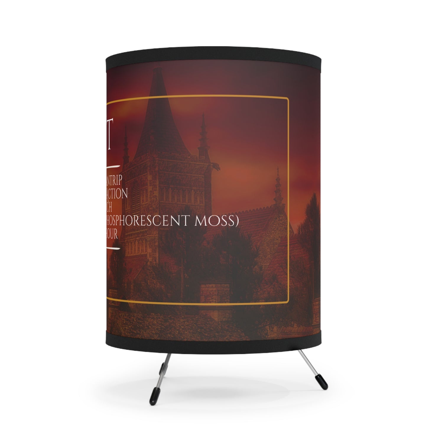 Light Spell Tripod Lamp with High-Res Printed Shade - Vampire Village