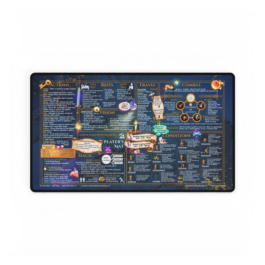 Player Rules Deskmat for 5th Edition 2014 Mechanics, standard size, Martial Marble