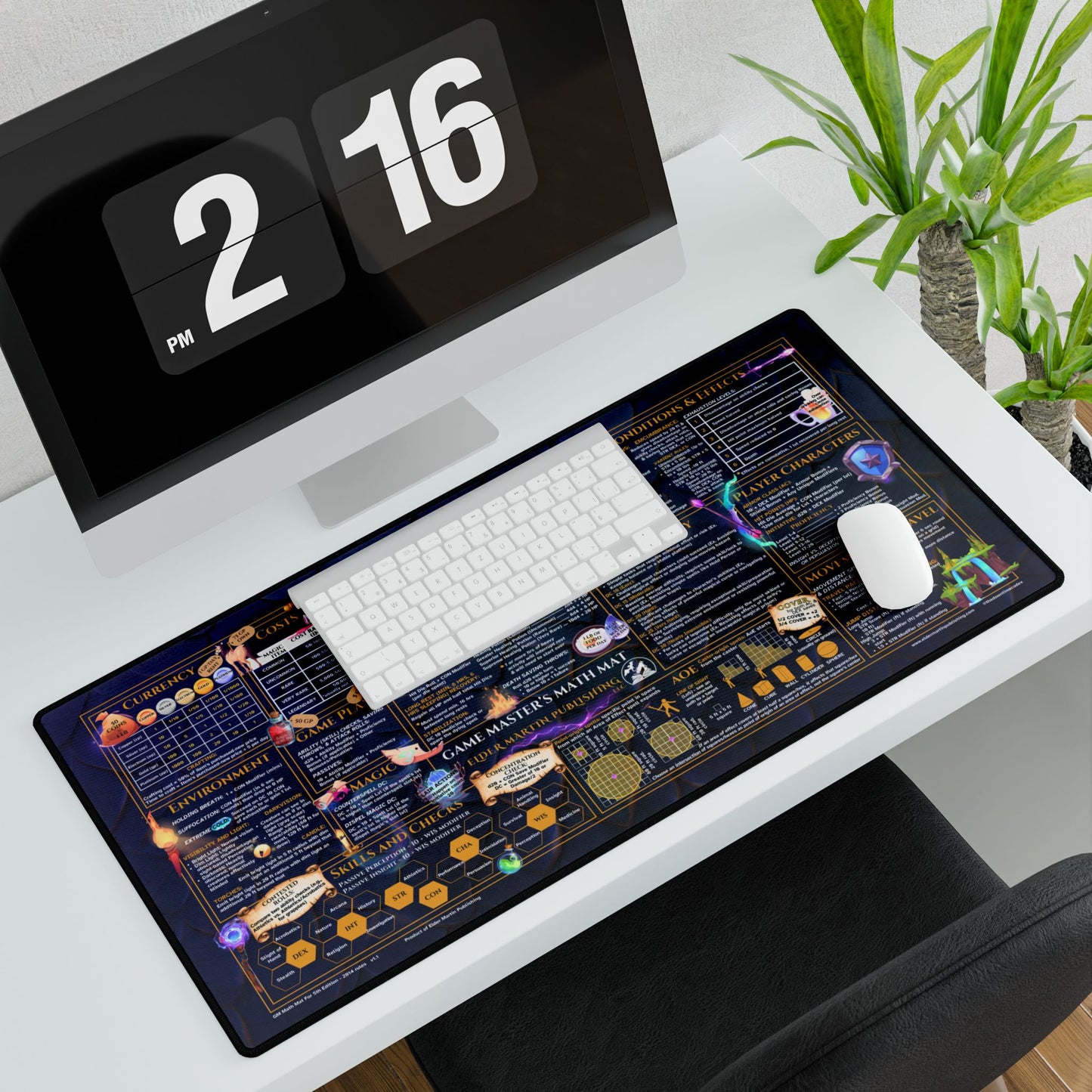 Game Master Deskmat for 5th Edition 2014 Mechanics, premium size, blue scales background