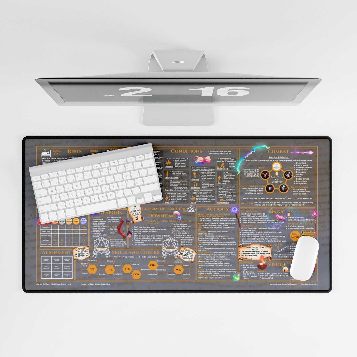 Player Rules Deskmat for 5th Edition 2014 Mechanics, premium size, Pale Parchment