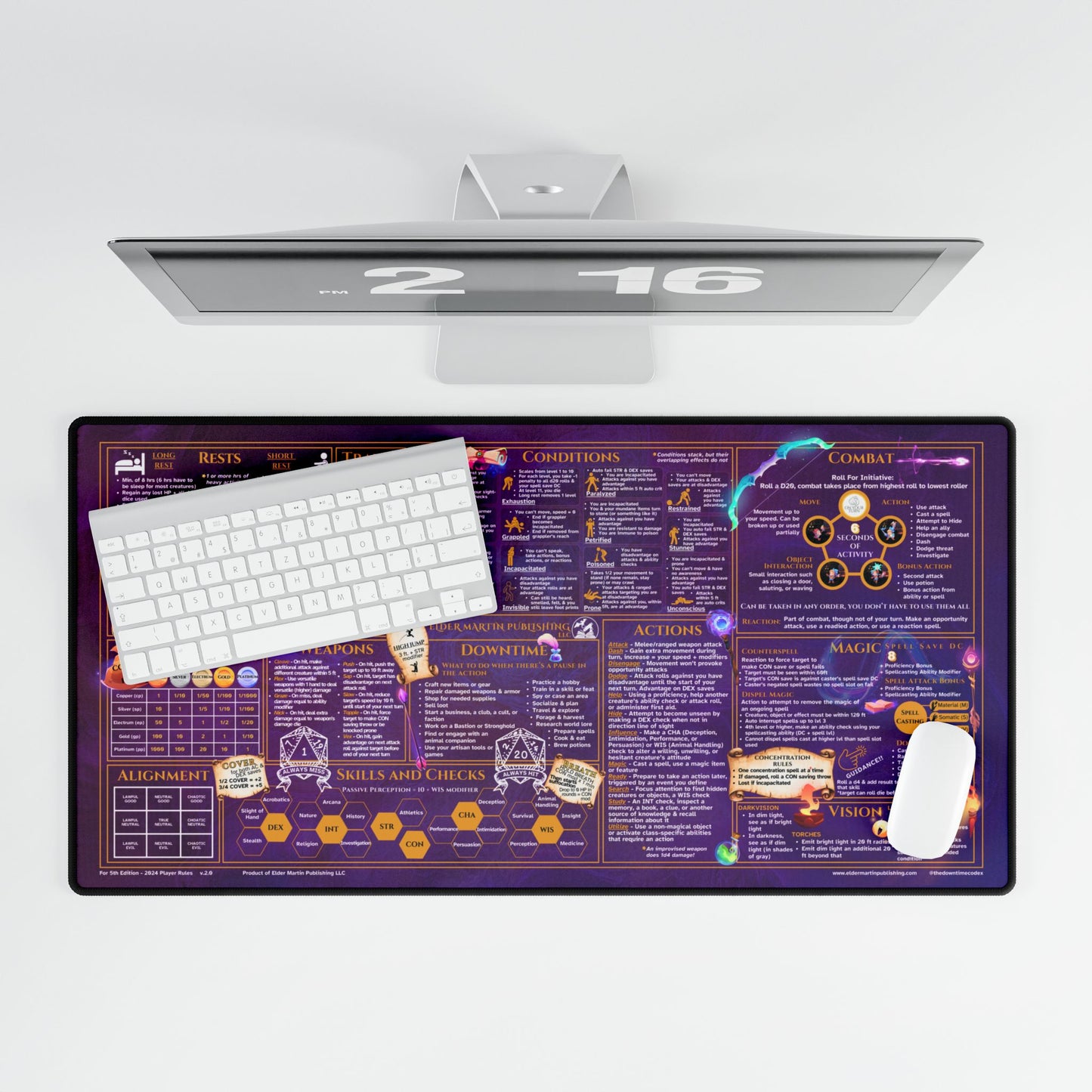 Player Rules Deskmat for 5th Edition 2024 Mechanics, premium size, Magic Mists