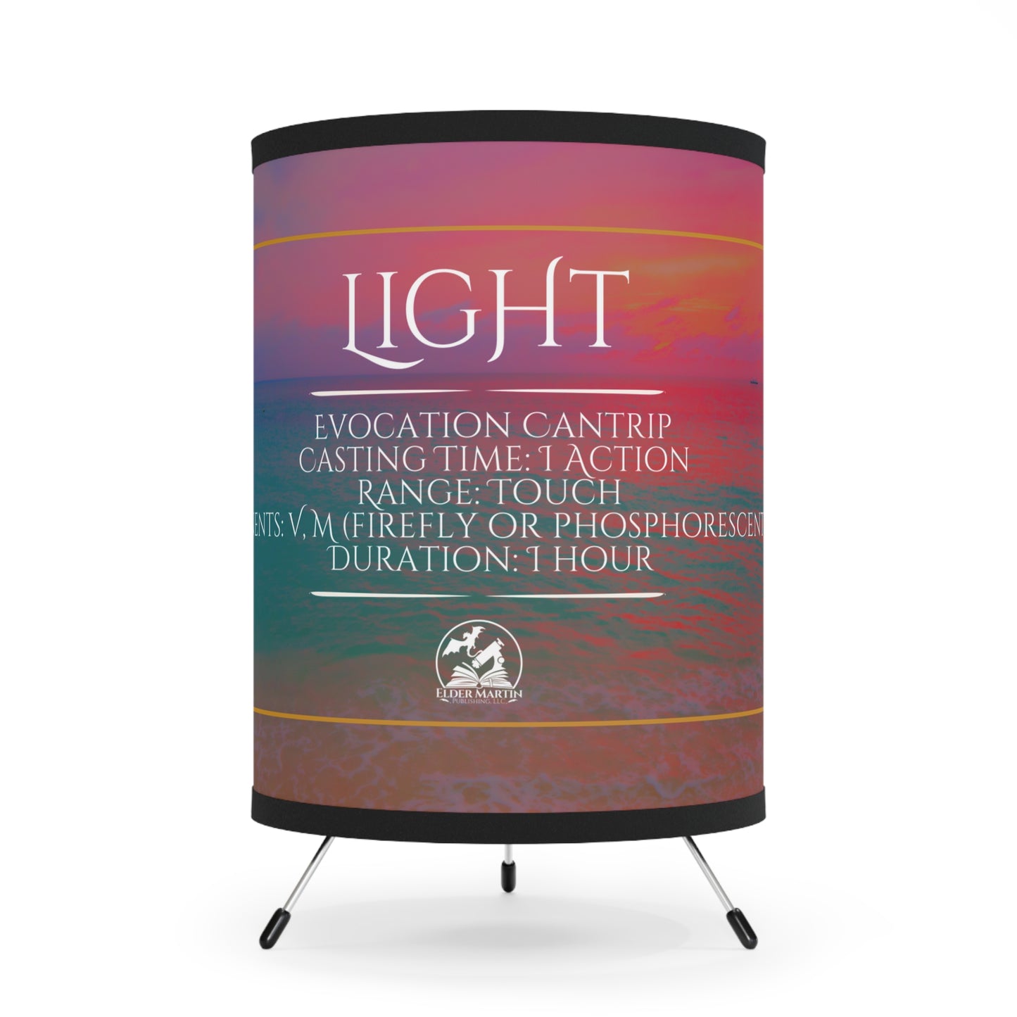 Light Spell Tripod Lamp with High-Res Printed Shade - Seaside Sunset