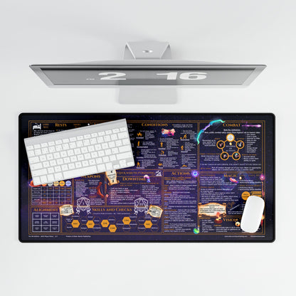 Player Rules Deskmat for 5th Edition 2014 Mechanics, premium size, purple space background