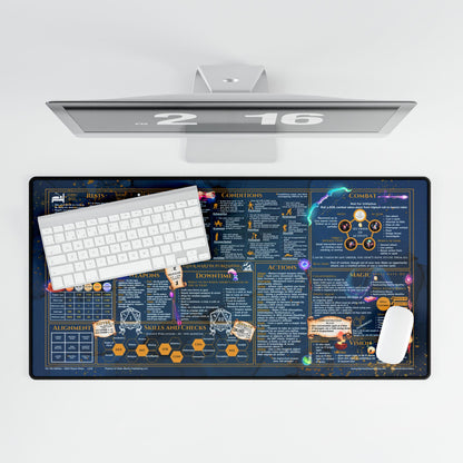 Player Rules Deskmat for 5th Edition 2024 Mechanics, premium size, Martial Marble