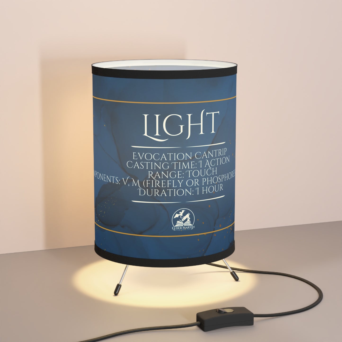 Light Spell Tripod Lamp with High-Res Printed Shade - Martial Marble