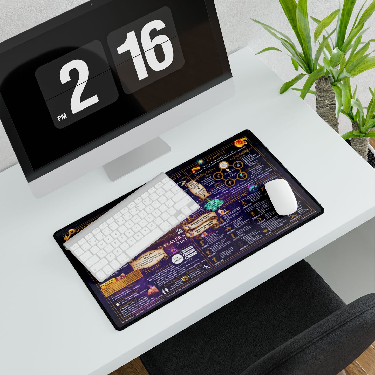 Player Rules Deskmat for 5th Edition 2024 Mechanics, standard size, Purple Space