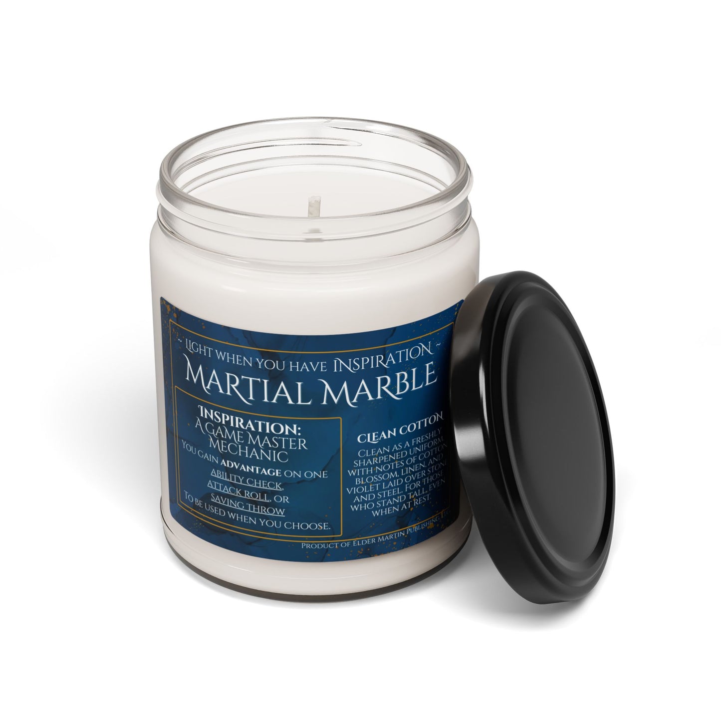 Inspiration Soy Candle | 9oz Martial Marble - Clean Cotton Scent