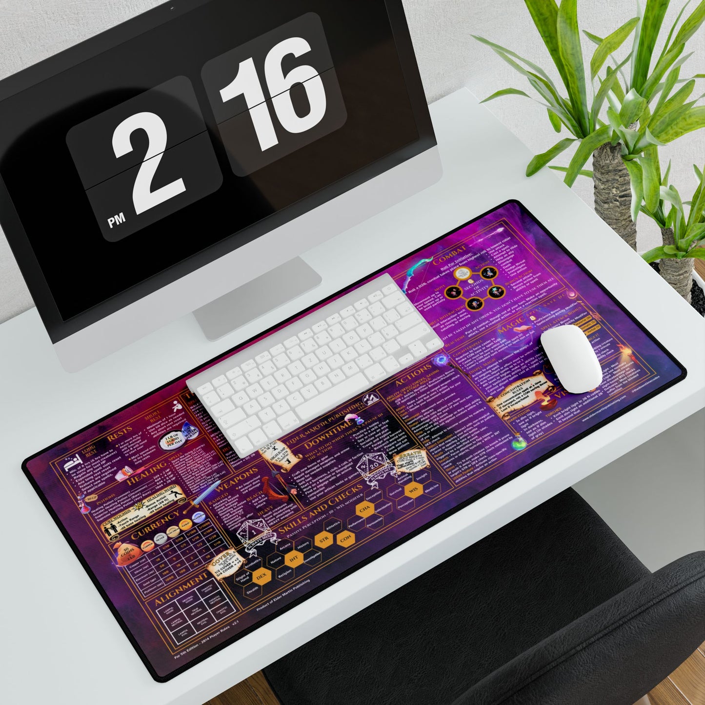 Player Rules Deskmat for 5th Edition 2014 Mechanics, premium size, Magic Mists
