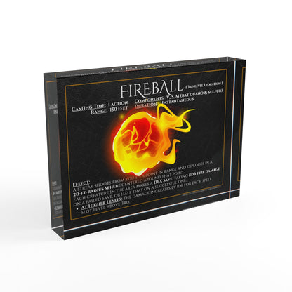 Acrylic Spell Block - FIREBALL - Lurking Leather