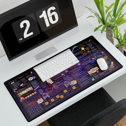 Player Rules Deskmat for 5th Edition 2014 Mechanics, premium size, purple space background
